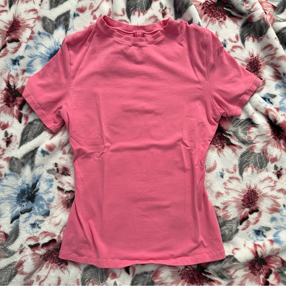 Skims cotton jersey tee in sugar pink